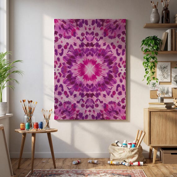 Magenta Mandala Leopard Spots Kaleidoscope Pink Boho Art Poster