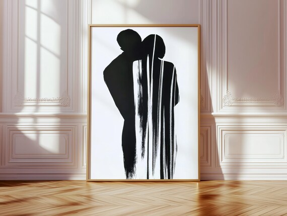 Minimalist Couple Art Print, Abstract Love Artwork