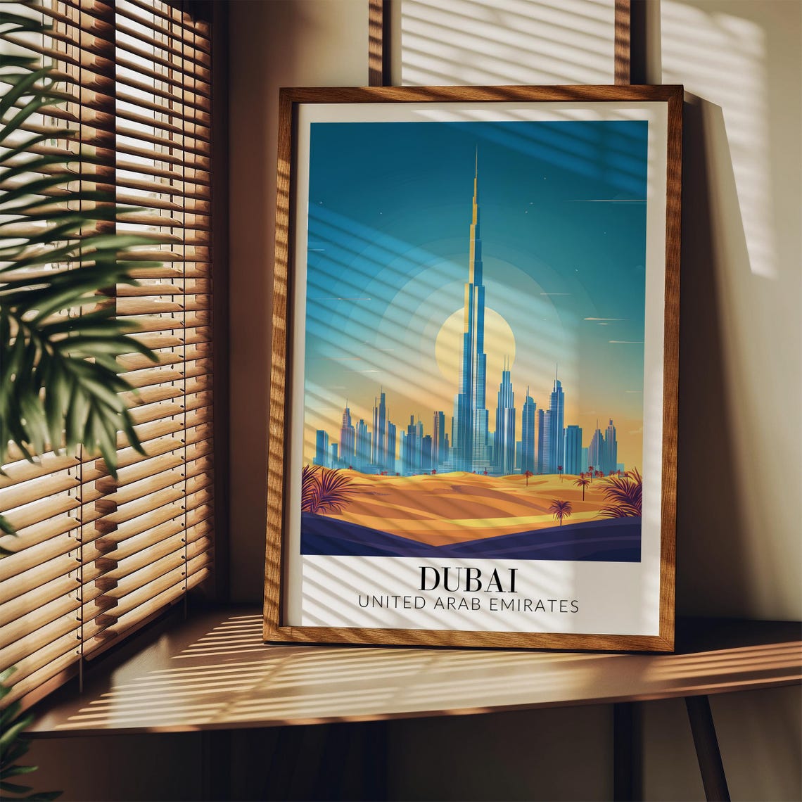 Dubai Burj Khalifa Desert Dunes Sunset Skyline Art Travel Poster - Image 4