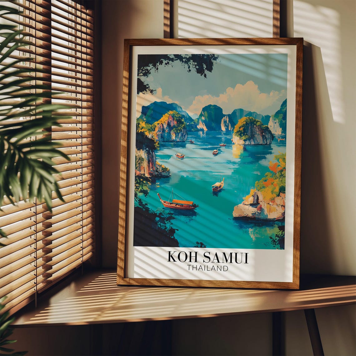 Koh Samui Thailand Emerald Lagoon Karst Islands Longtail Boats Poster - Image 3