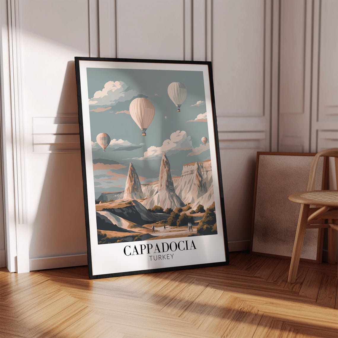 Cappadocia Turkey Balloon Flight Over White Rock Cliffs Poster - Image 4