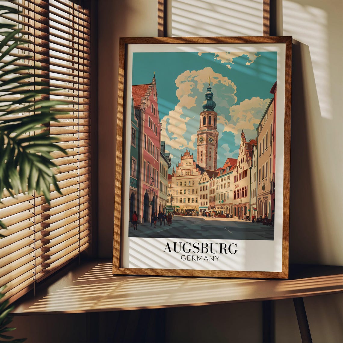 Augsburg Perlachturm Tower Street View Germany Travel Poster - Image 4