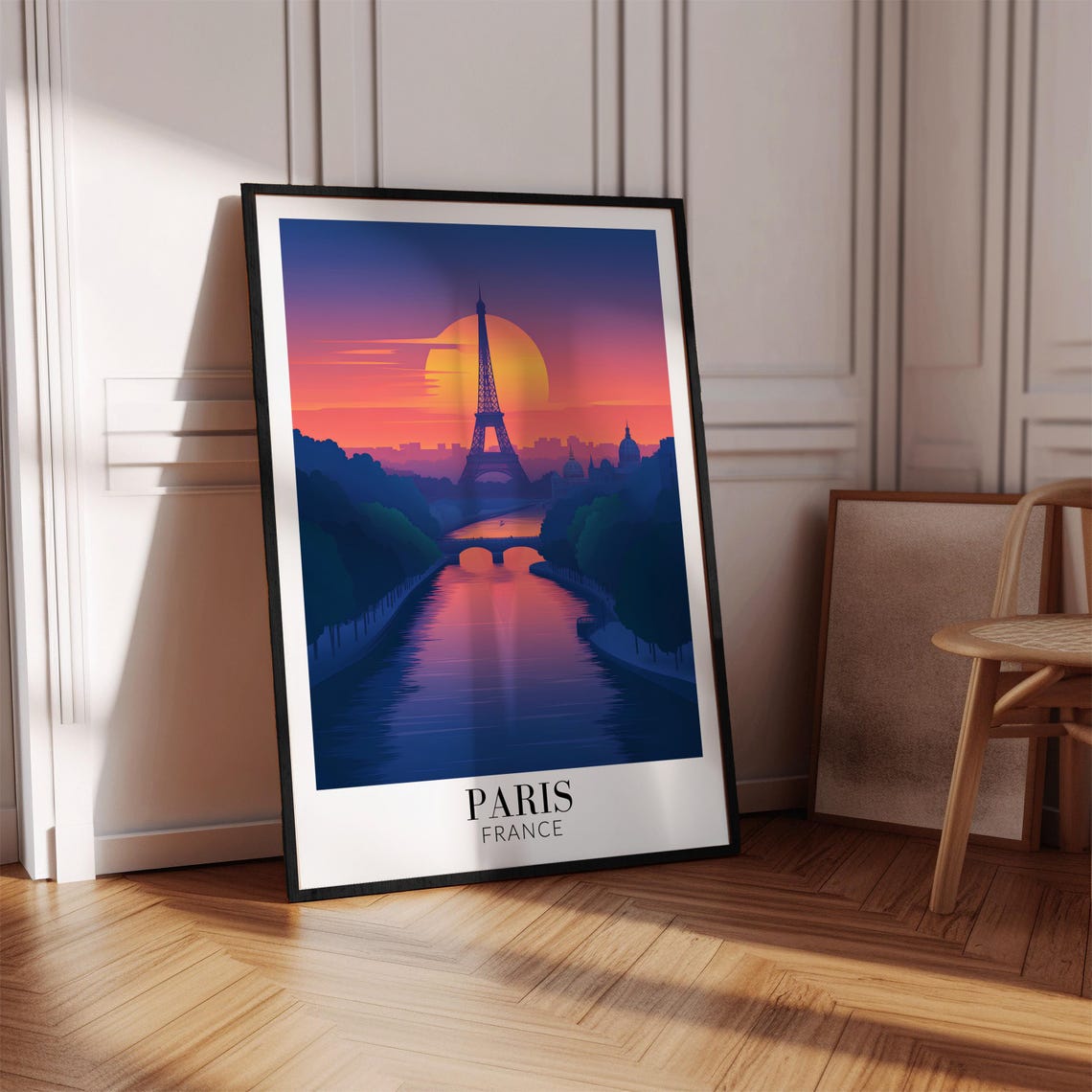 Paris Eiffel Tower Purple Sunset Seine River Silhouette Poster - Image 4