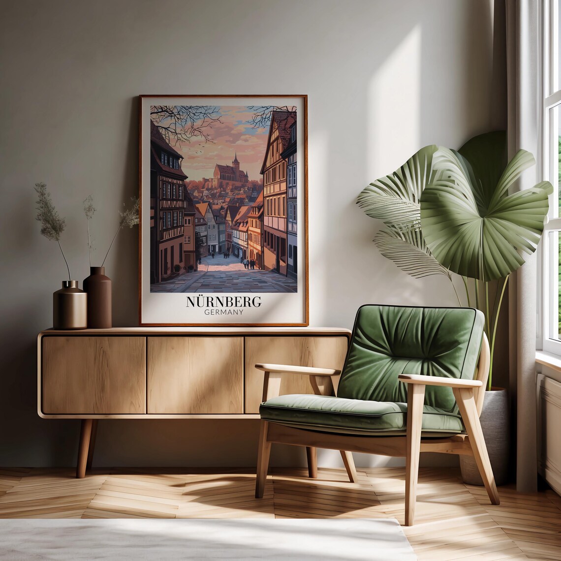 Nürnberg Germany Old Town Street Sunset Vintage Travel Poster - Image 3
