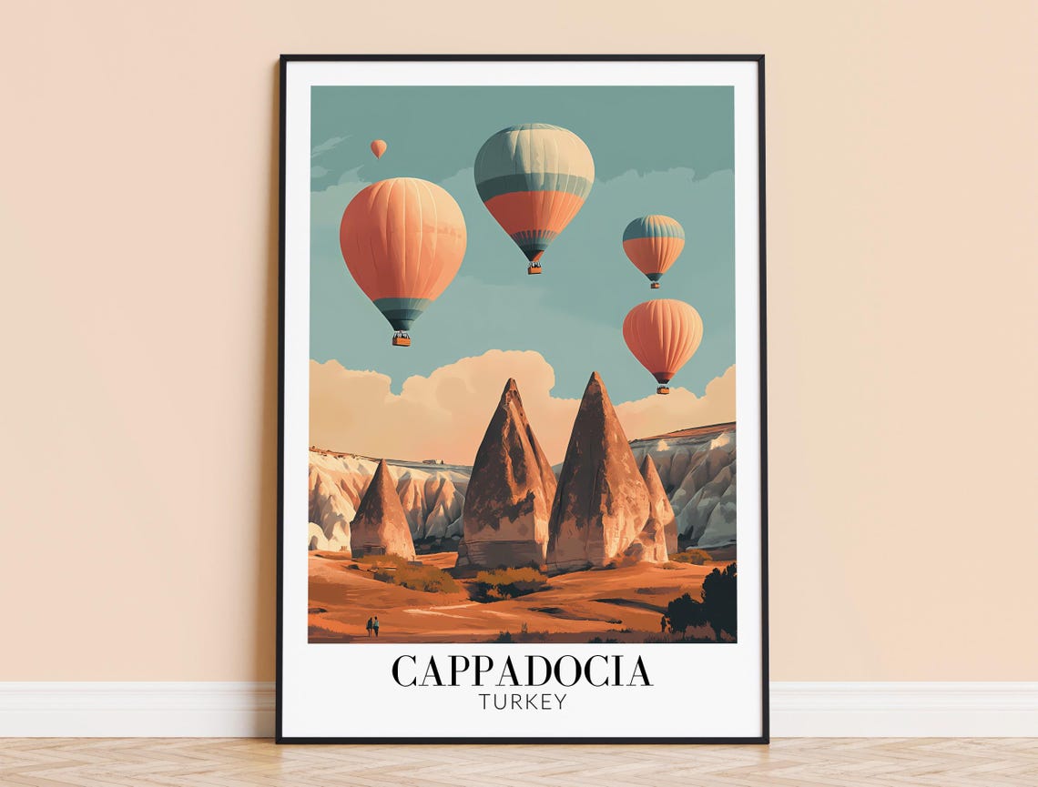 Cappadocia Turkey Hot Air Balloons Over Fairy Chimneys Poster