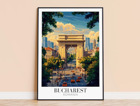 Bucharest Print Romania Travel Wall Art City Poster Framed Or Unframed Home Decor Wedding And Housewarming Gift Personalised