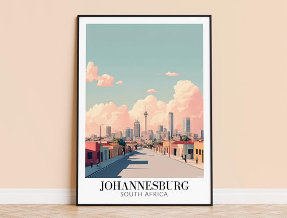 Johannesburg Print South Africa Travel Wall Art Poster Framed Unframed Home Decor Wedding Housewarming Gift Personalised