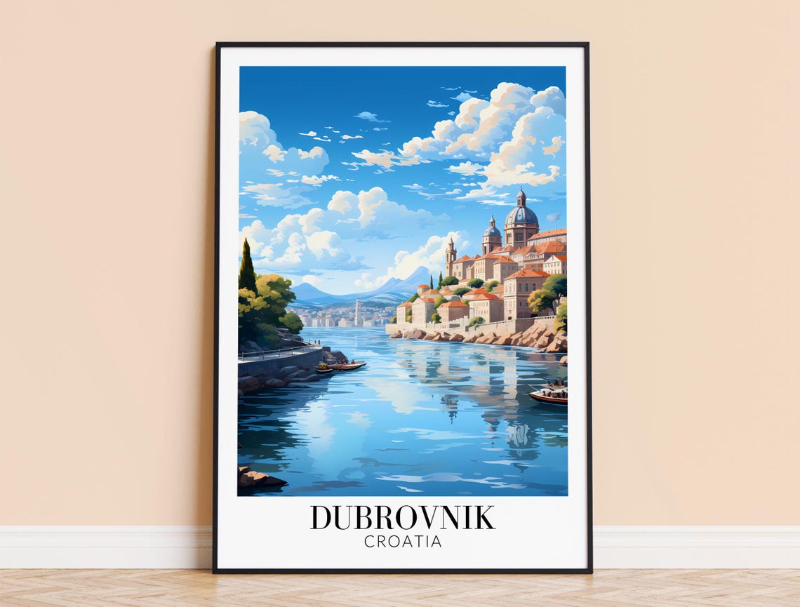 Dubrovnik Croatia Old Town Harbor Cathedral Adriatic Sea Print