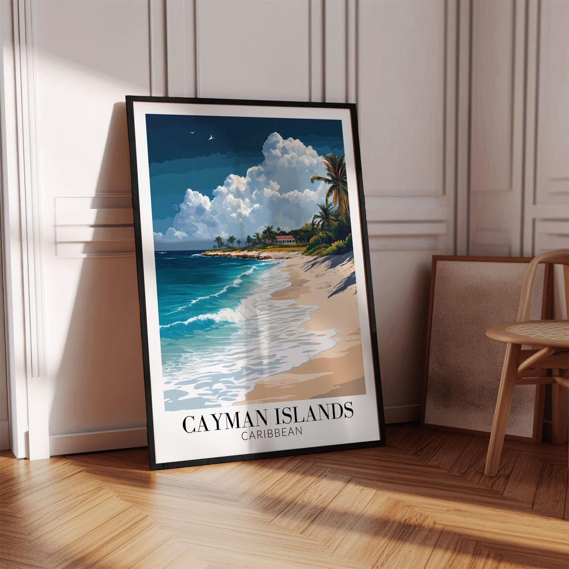 Cayman Islands Palm Beach Surf Breaking Waves Caribbean Travel Poster - Image 2