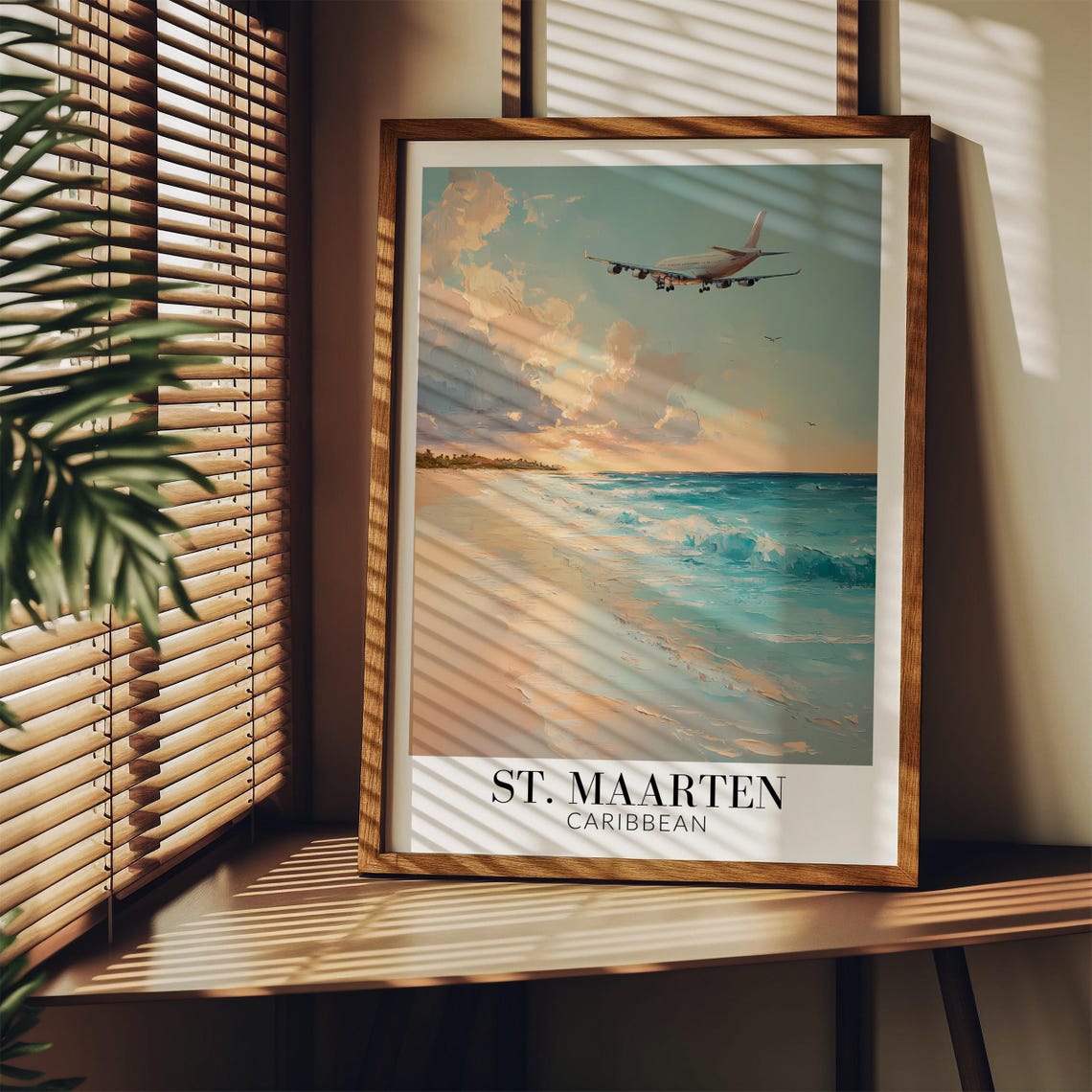 St Maarten Caribbean Maho Beach Plane Landing Sunset Travel Poster - Image 3