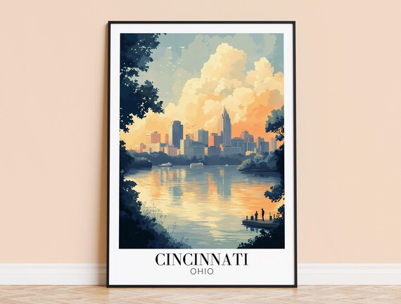 Cincinnati Print Usa Travel Wall Art City Poster Framed Or Unframed Home Decor Wedding And Housewarming Gift Personalised