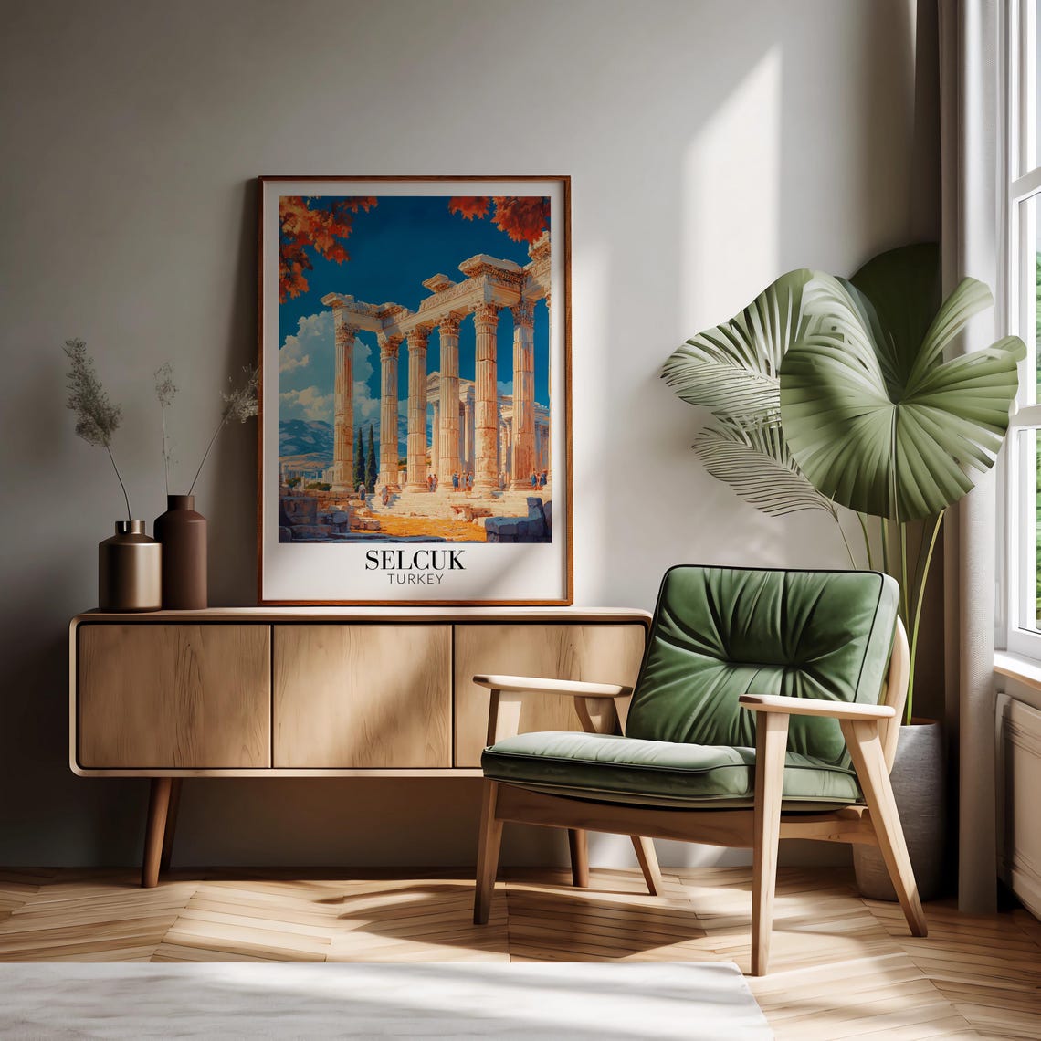 Selcuk Turkey Ancient Columns Blue Sky Day Ruins Closeup Travel Poster - Image 2