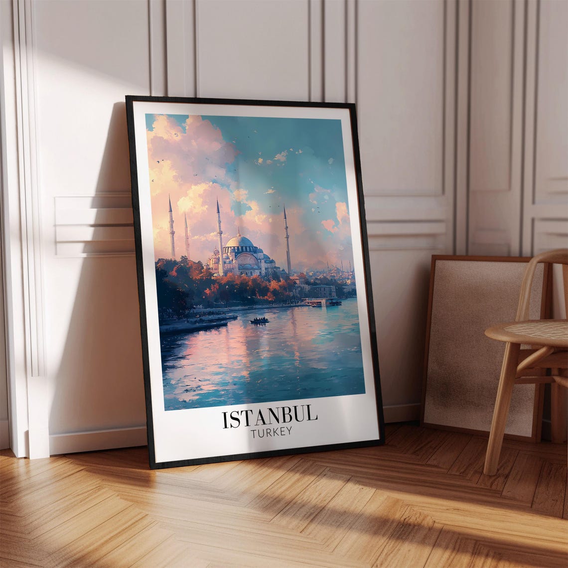 Istanbul Turkey Imperial Mosque Silhouette Golden Sunset Poster - Image 4