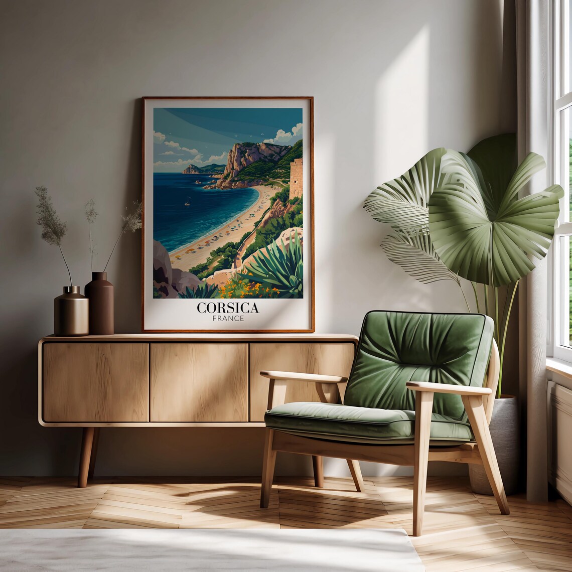 Corsica French Island Beach Cove Cliffs Tower Summer Travel Poster - Image 2