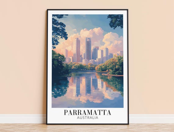 Parramatta Print Australia Wall Art Poster Sydney Travel Home Decor Wedding Housewarming Gift Framed Or Unframed Personalised
