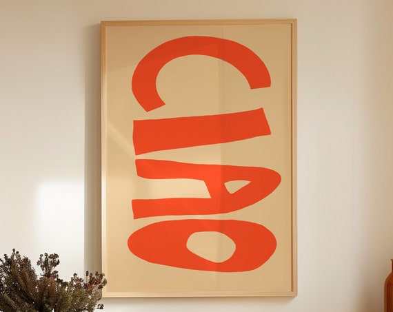 Ciao Typography Print, Mid Century Retro Italian Quote