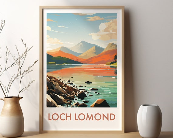 Loch Lomond Poster Scotland Wall Art Travel Print Travel Poster Gift Travel Hiking Holiday Gift For Her Gift For Him