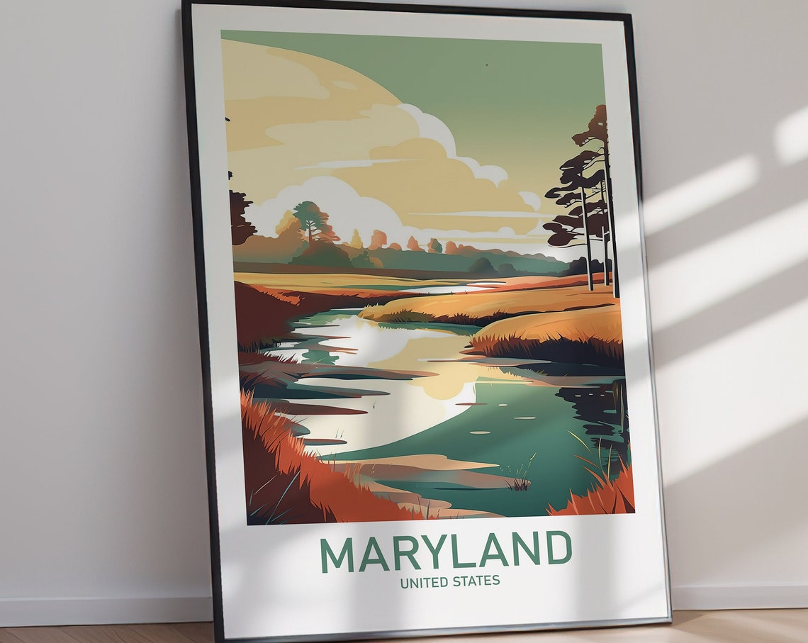 Maryland Calm Creek Marsh Meadow Retro Vintage Travel Poster - Image 2