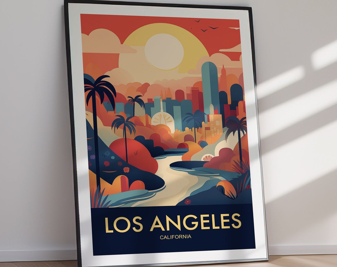 Los Angeles Travel Poster Wall Art Gift Holiday Travel Art Gifts For Her Gifts For Him Holiday Gift - Image 2