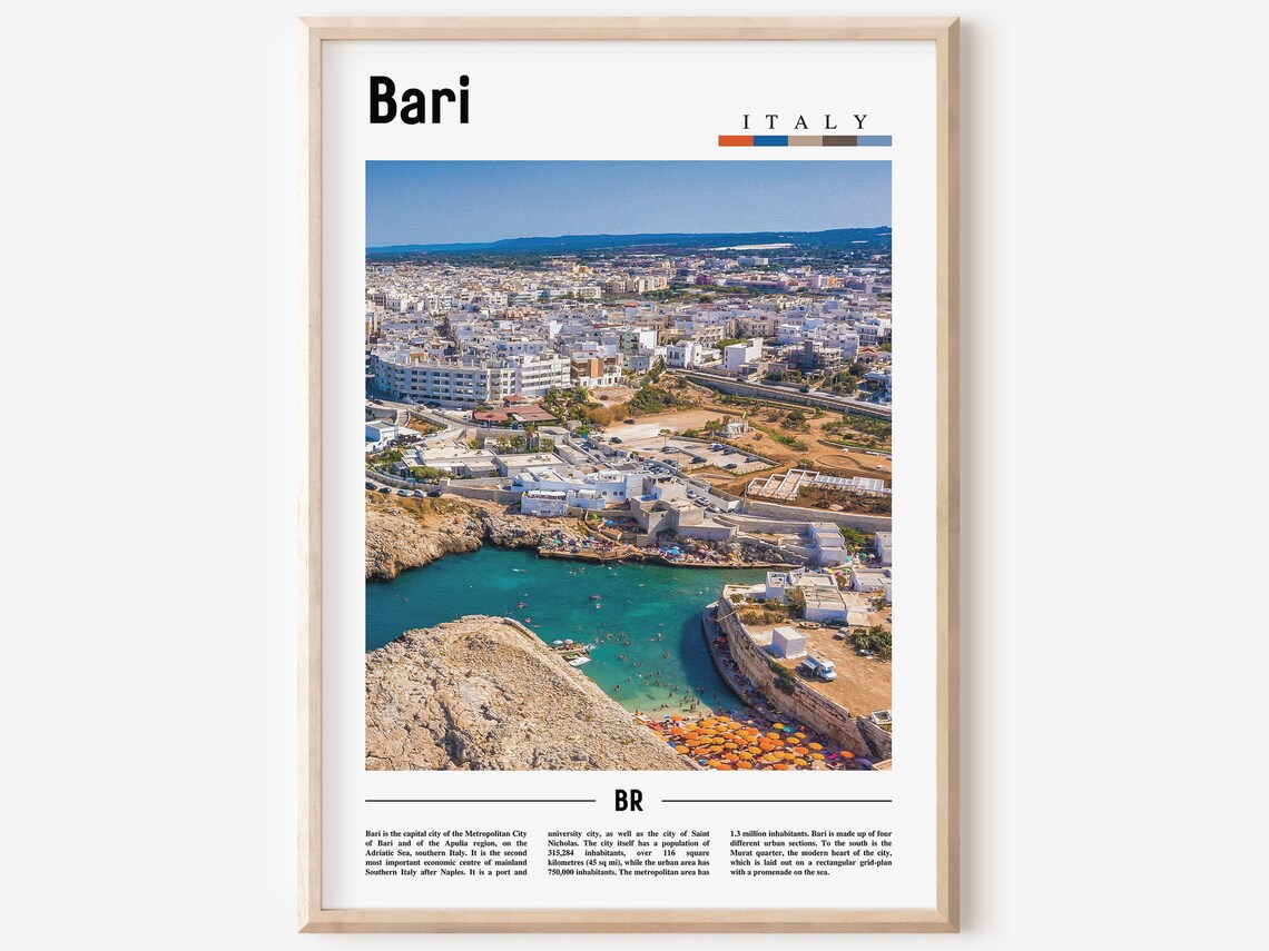 Bari Poster, Minimal Travel Poster