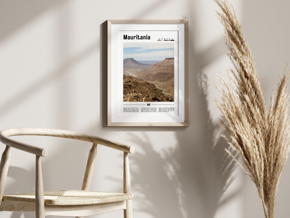 Mauritania Poster Mauritania Print Mauritania Wall Art Minimal Travel Print Travel Destination Oil Painting Poster - Image 2