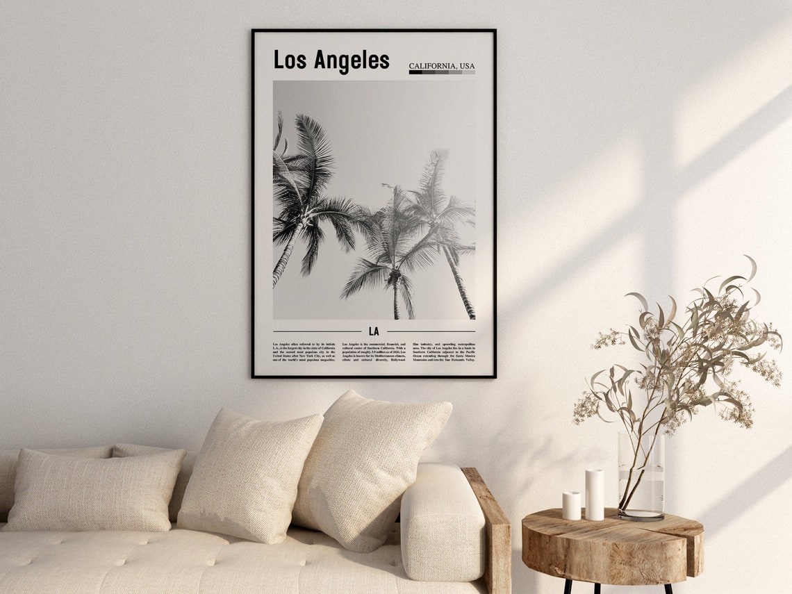 Los Angeles Poster Black And White Los Angeles Print Black And White Los Angeles Wall Art Minimal Travel Print Travel Poster - Image 2