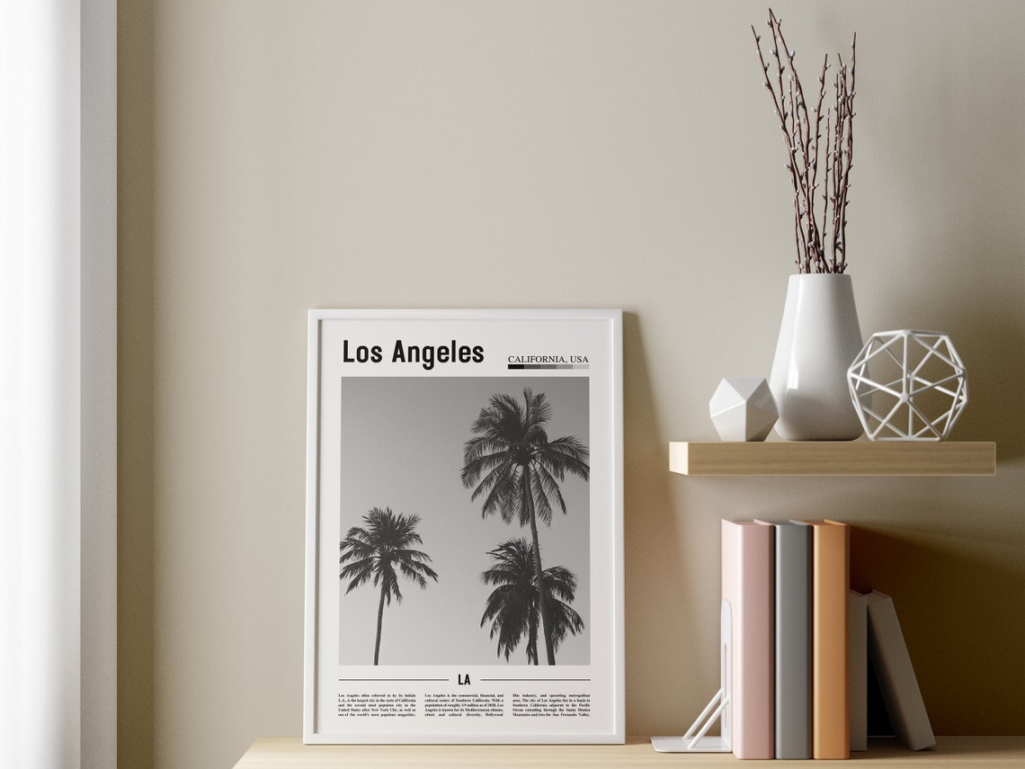 Los Angeles Poster Black And White Los Angeles Print Black And White Los Angeles Wall Art Minimal Travel Print Travel Poster - Image 3