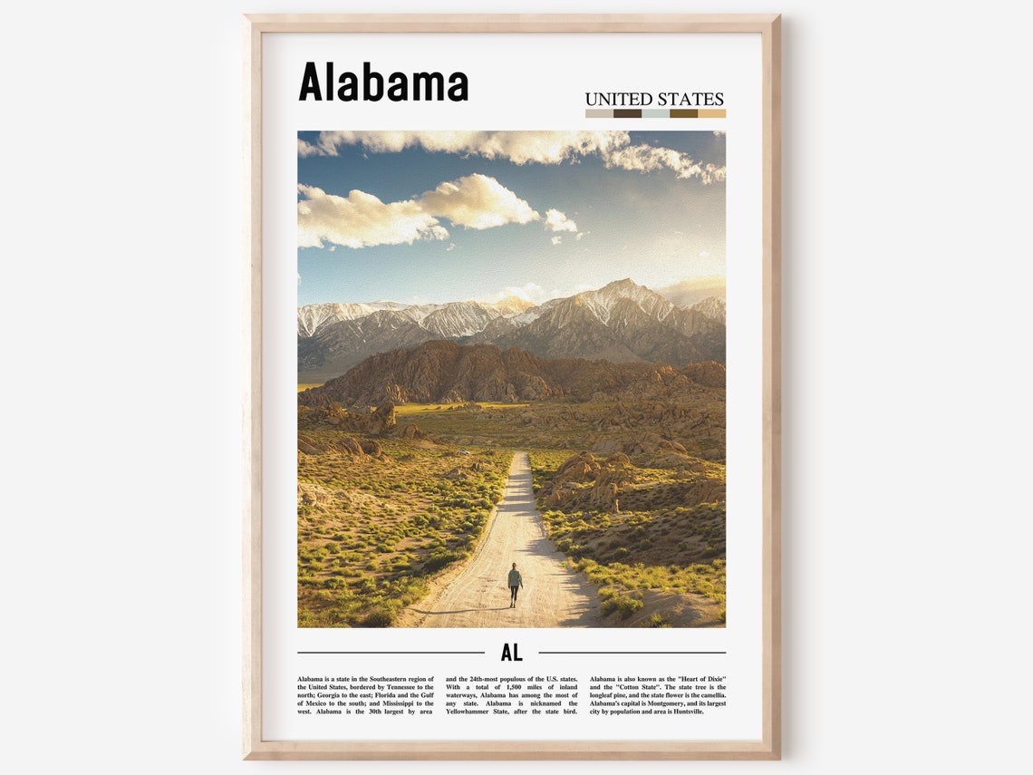 Alabama Print Alabama Poster Alabama Wall Art Oil Painting Poster Colorful City Print City Artwork Travel Artwork Travel Wall Art