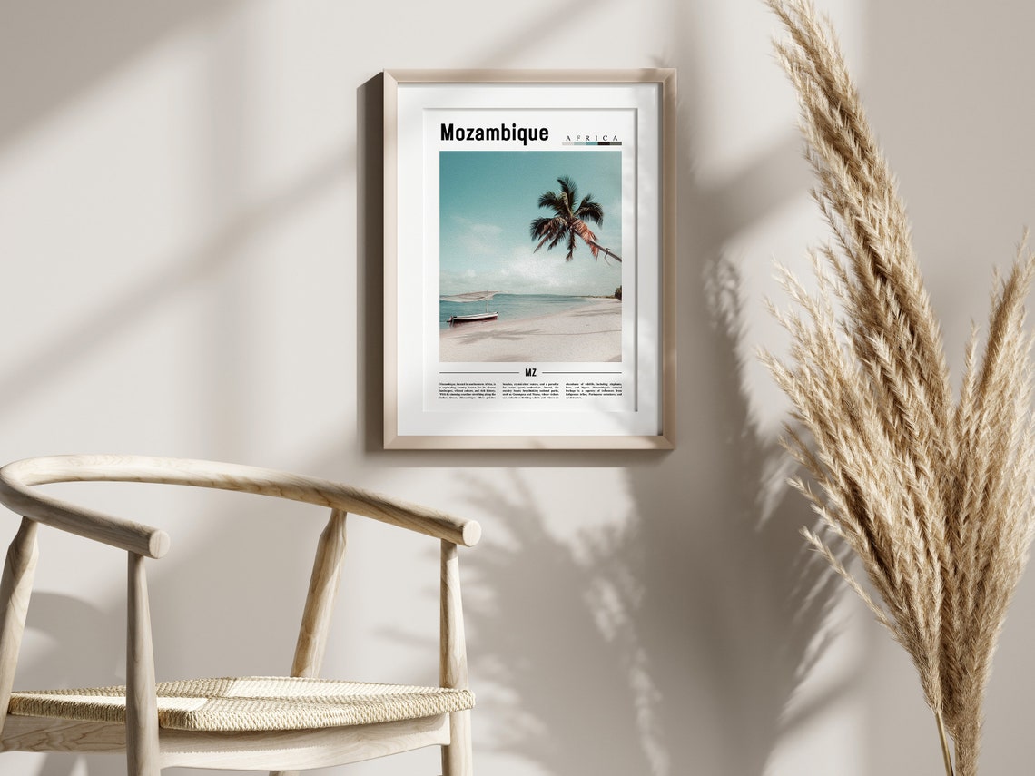 Mozambique Poster Mozambique Print Mozambique Wall Art Minimal Travel Print Travel Destination Oil Painting Poster - Image 2