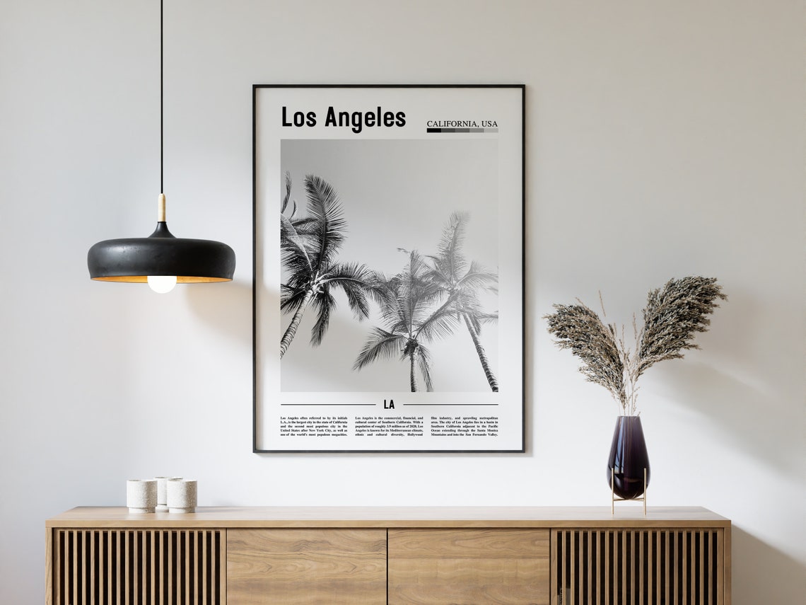 Los Angeles Poster Black And White Los Angeles Print Black And White Los Angeles Wall Art Minimal Travel Print Travel Poster - Image 4