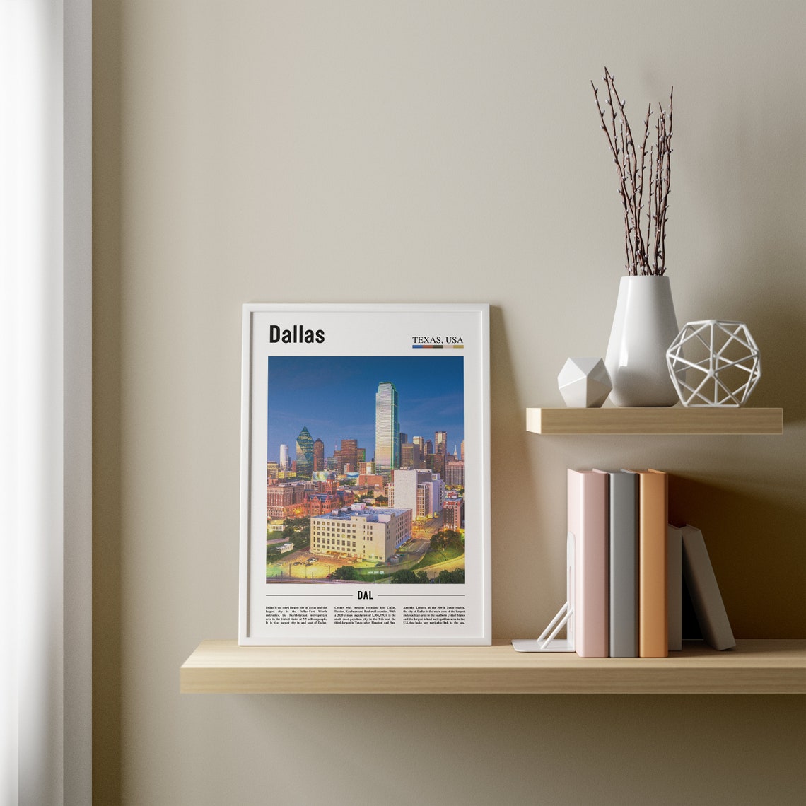 Dallas Print Dallas Poster Dallas Wall Art Oil Painting Poster Colorful City Print City Artwork Travel Artwork Travel Wall Art - Image 3