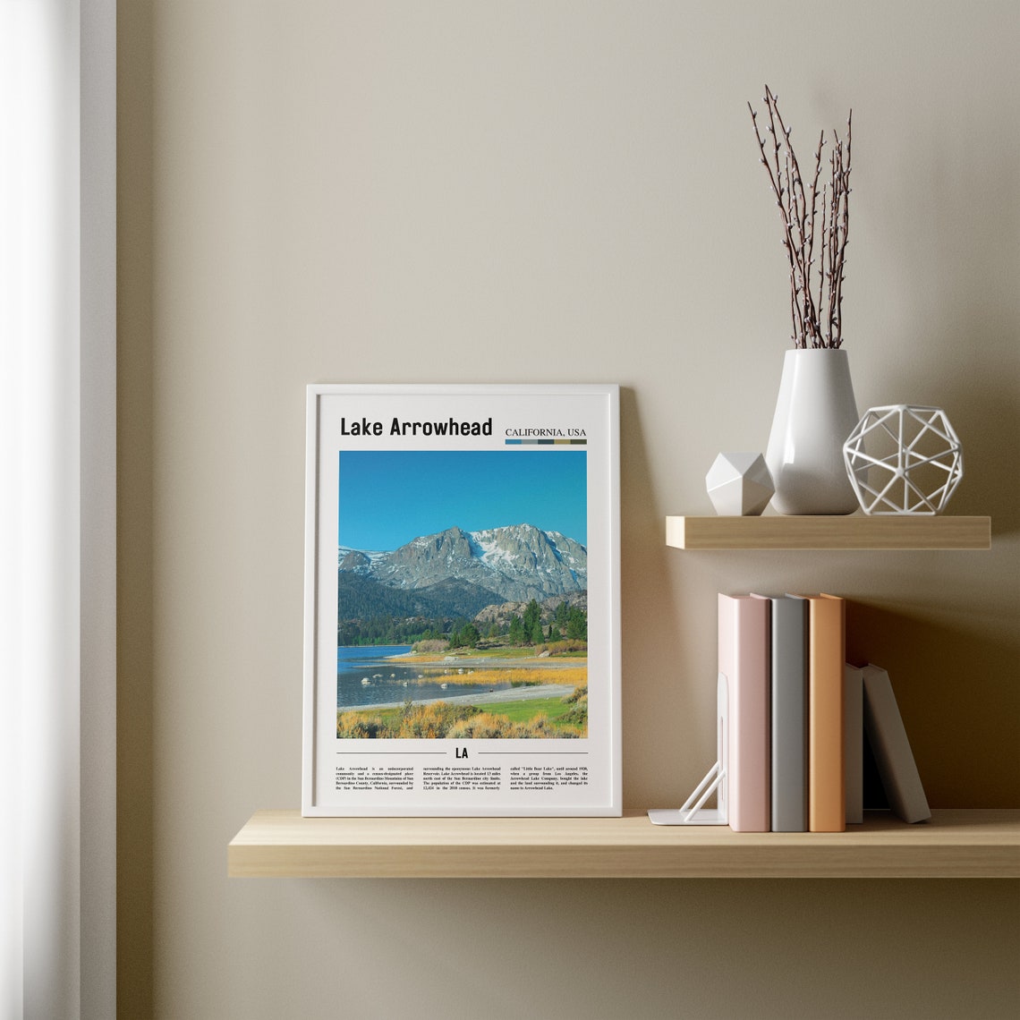 Lake Arrowhead Print Lake Arrowhead Poster Lake Arrowhead Wall Art Oil Painting Poster Colorful City Print Travel Artwork Travel Wall Art - Image 4
