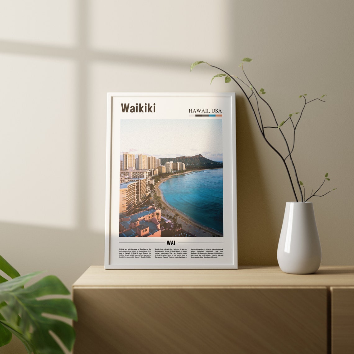 Waikiki Print Waikiki Poster Waikiki Wall Art Oil Painting Poster Colorful City Print City Artwork Travel Artwork Travel Wall Art - Image 2