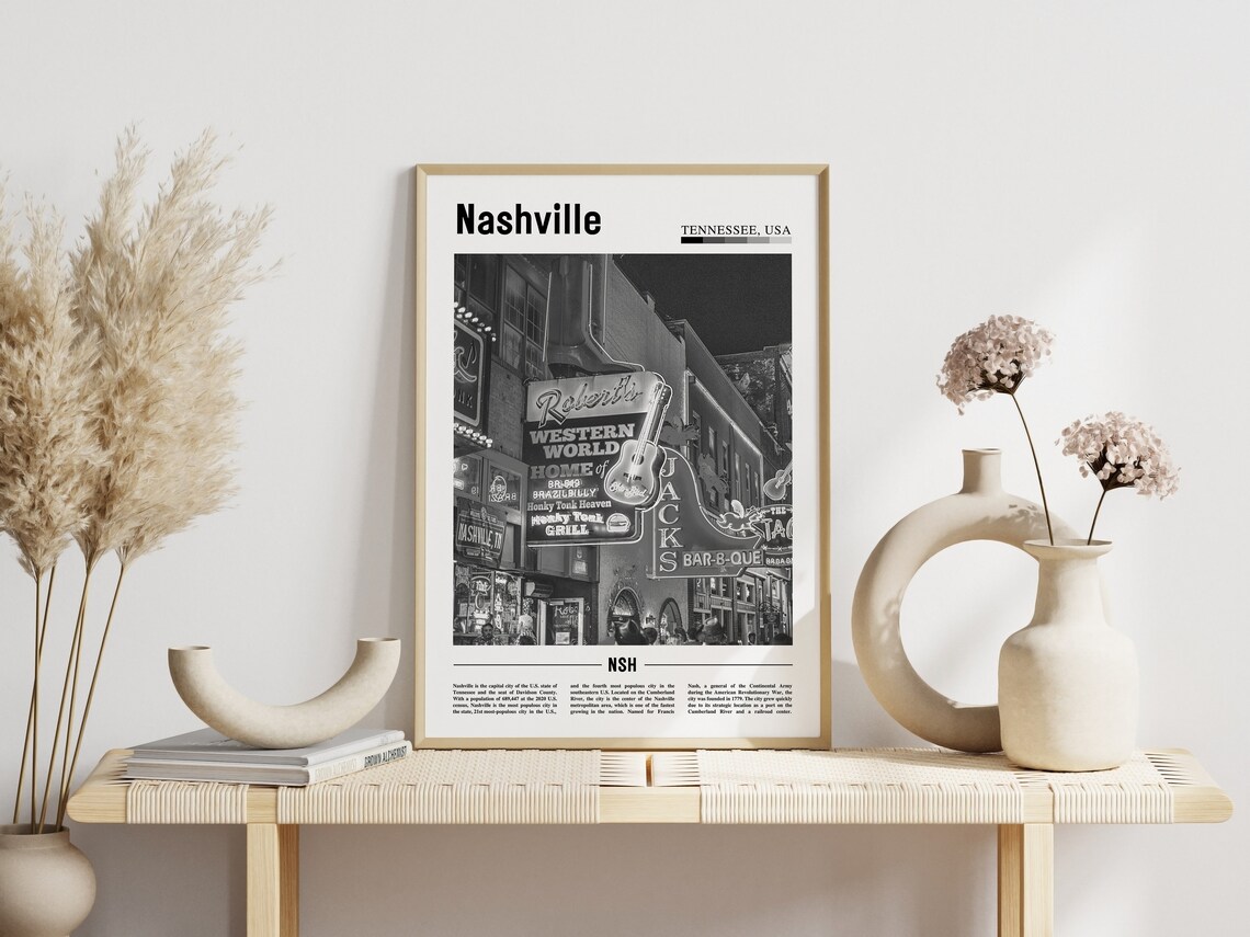 Nashville Poster Black And White Nashville Print Black And White Nashville Wall Art Minimal Travel Print Travel Poster - Image 6