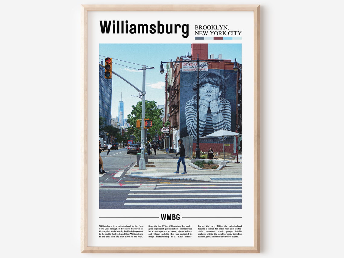 Williamsburg Print Williamsburg Poster Williamsburg Wall Art Oil Painting Poster City Print City Artwork Travel Artwork Travel Wall Art