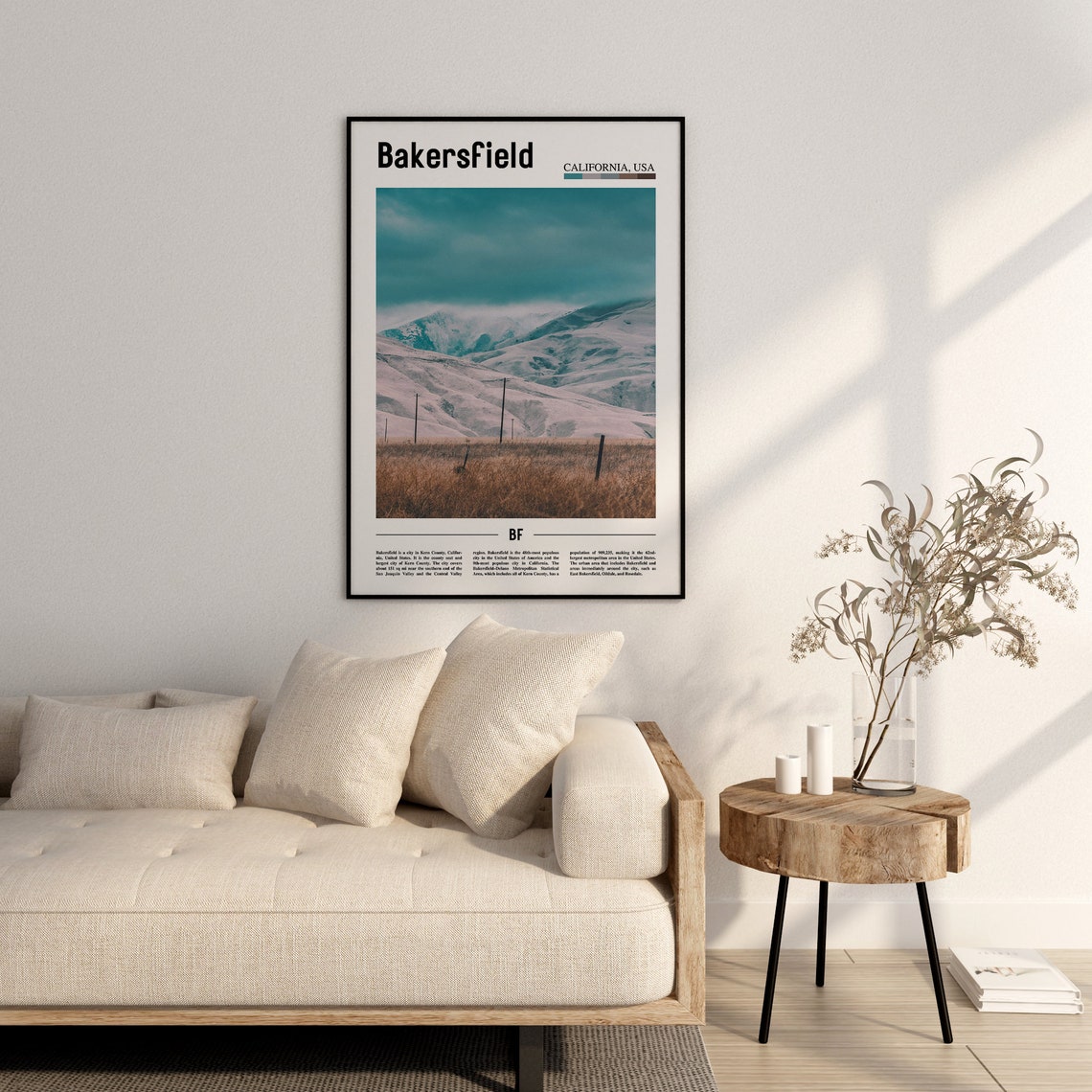 Bakersfield Print Bakersfield Poster Bakersfield Wall Art Minimal Travel Print Minimal City Poster Travel Destination Oil Painting Poster - Image 2