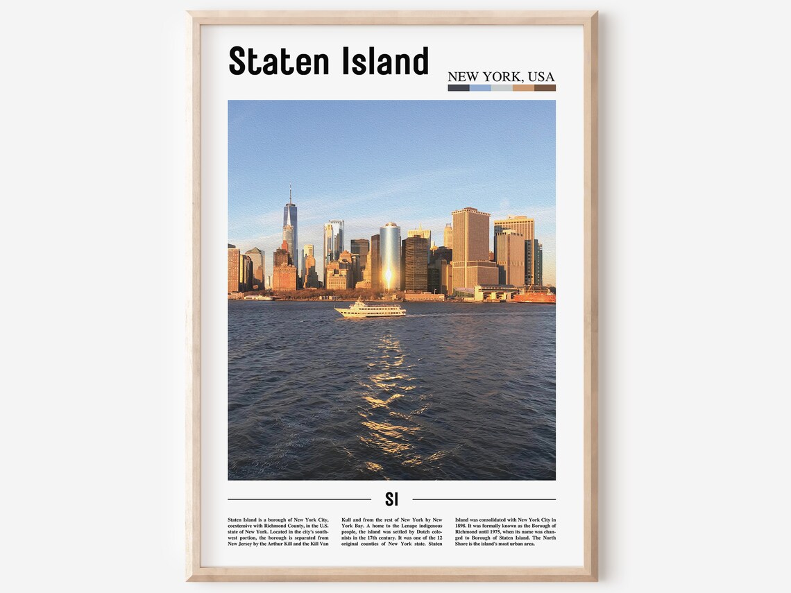 Staten Island Oil Painting Poster, Travel Artwork
