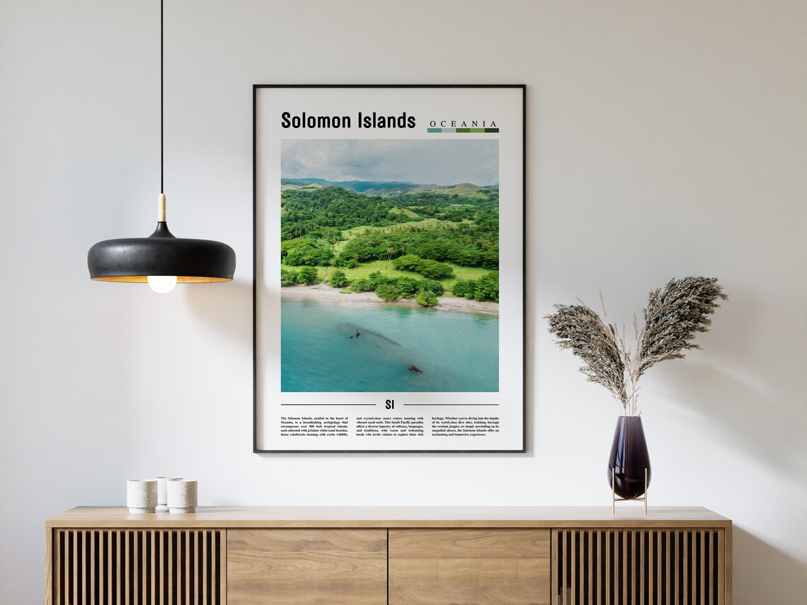 Solomon Islands Poster Solomon Islands Print Solomon Islands Wall Art Minimal Travel Print Travel Destination Oil Painting Poster - Image 4
