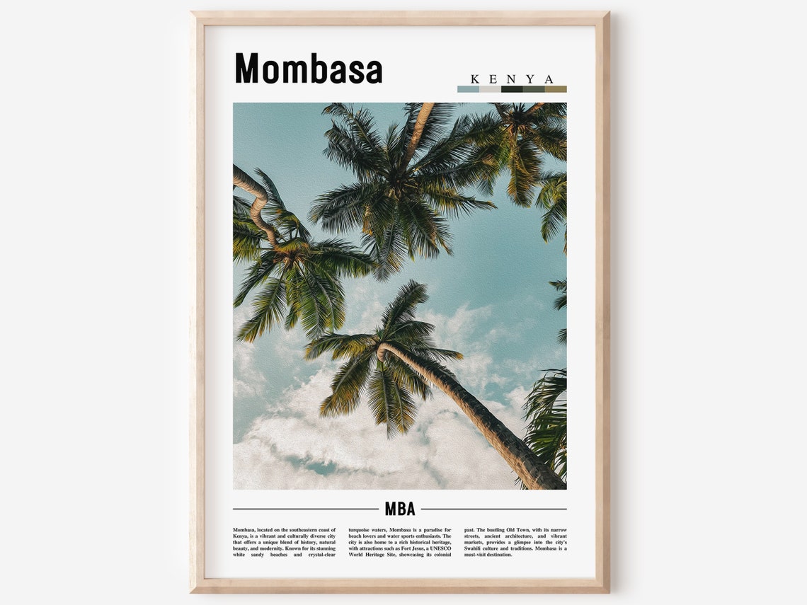 Mombasa Poster Mombasa Print Mombasa Wall Art Minimal Travel Print Travel Destination Oil Painting Poster