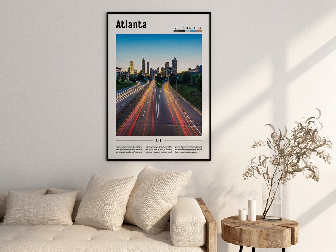 Atlanta Minimal Travel Poster, Oil Painting Style - Image 2