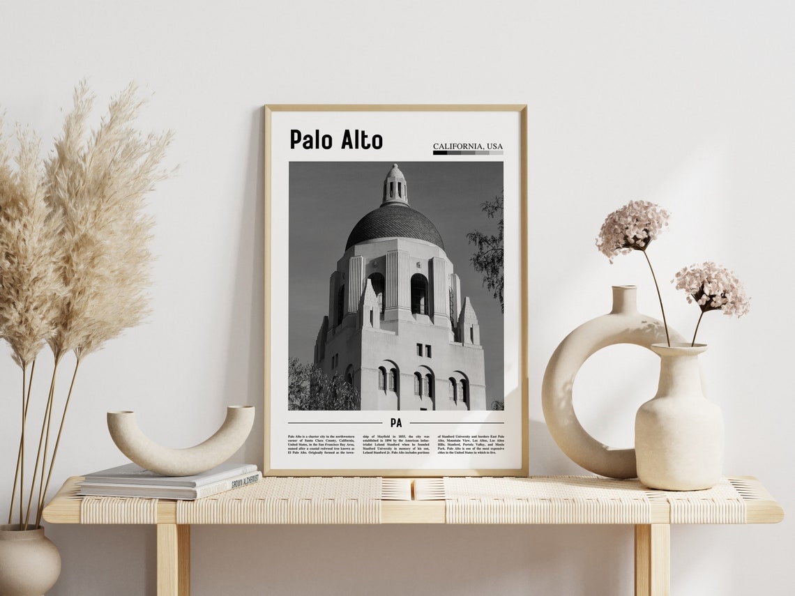 Palo Alto Poster Black And White Palo Alto Print Black And White Palo Alto Wall Art Minimal Travel Print Travel Poster - Image 6