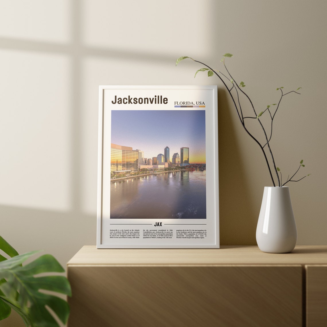 Jacksonville Print Jacksonville Poster Jacksonville Wall Art Oil Painting Poster City Print City Artwork Travel Artwork Travel Wall Art - Image 2