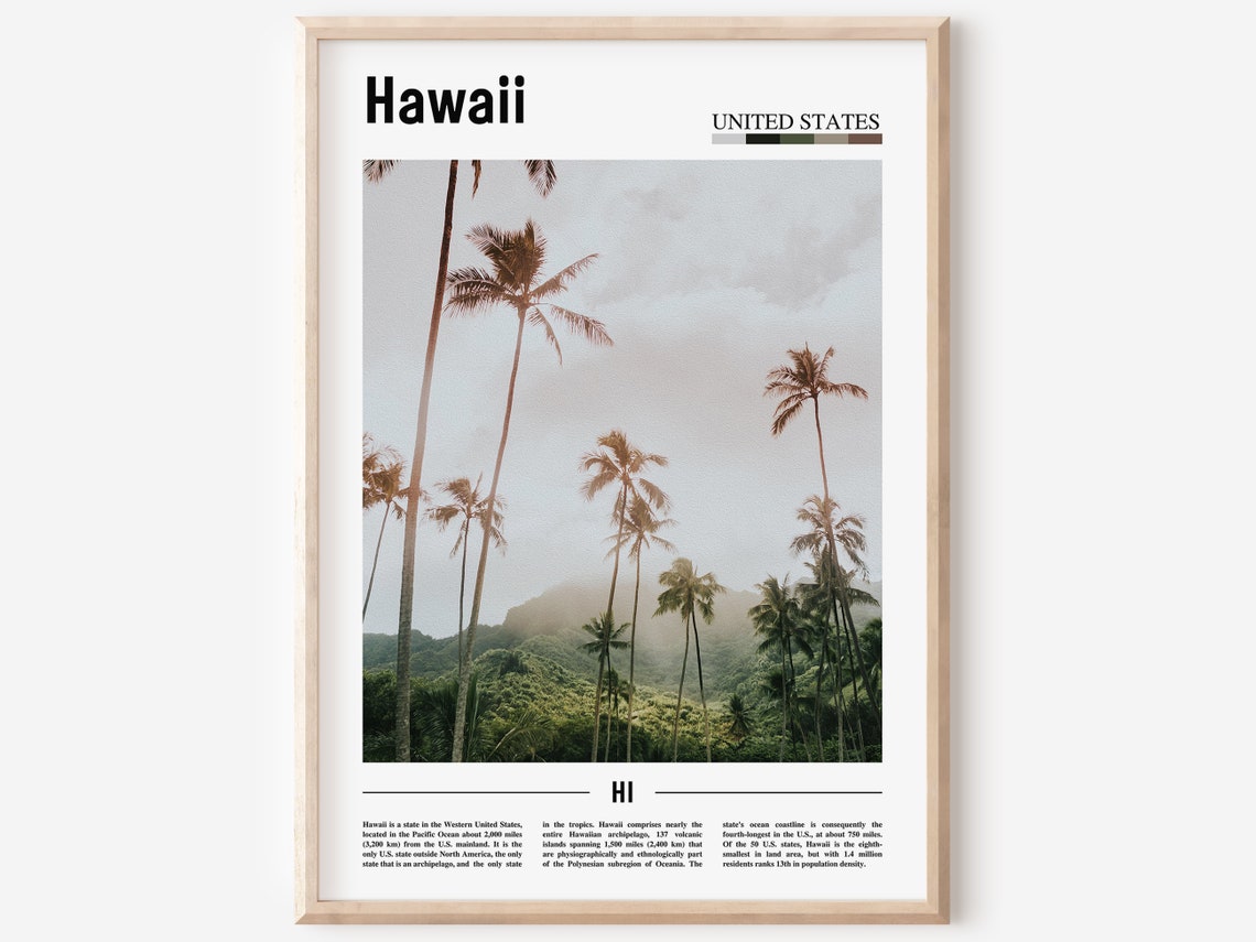 Hawaii Poster Hawaii Print Hawaii Wall Art United States Photo United States Poster United States Print Travel Poster