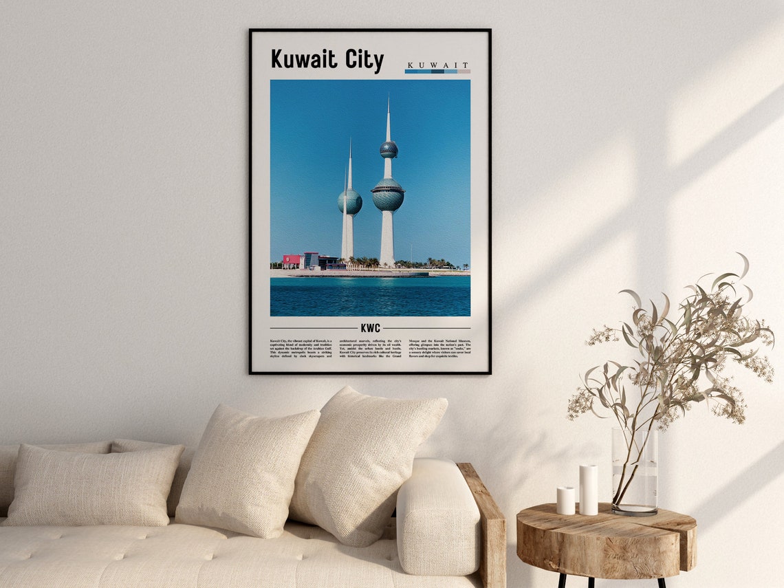 Kuwait City Poster Kuwait City Print Kuwait City Wall Art Minimal Travel Print Travel Destination Oil Painting Poster - Image 2