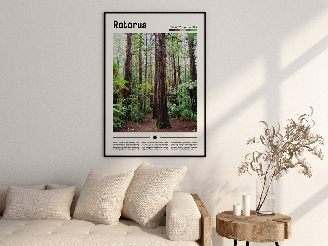 Rotorua Poster Rotorua Print Rotorua Wall Art Minimal Travel Print Travel Destination Oil Painting Poster - Image 2