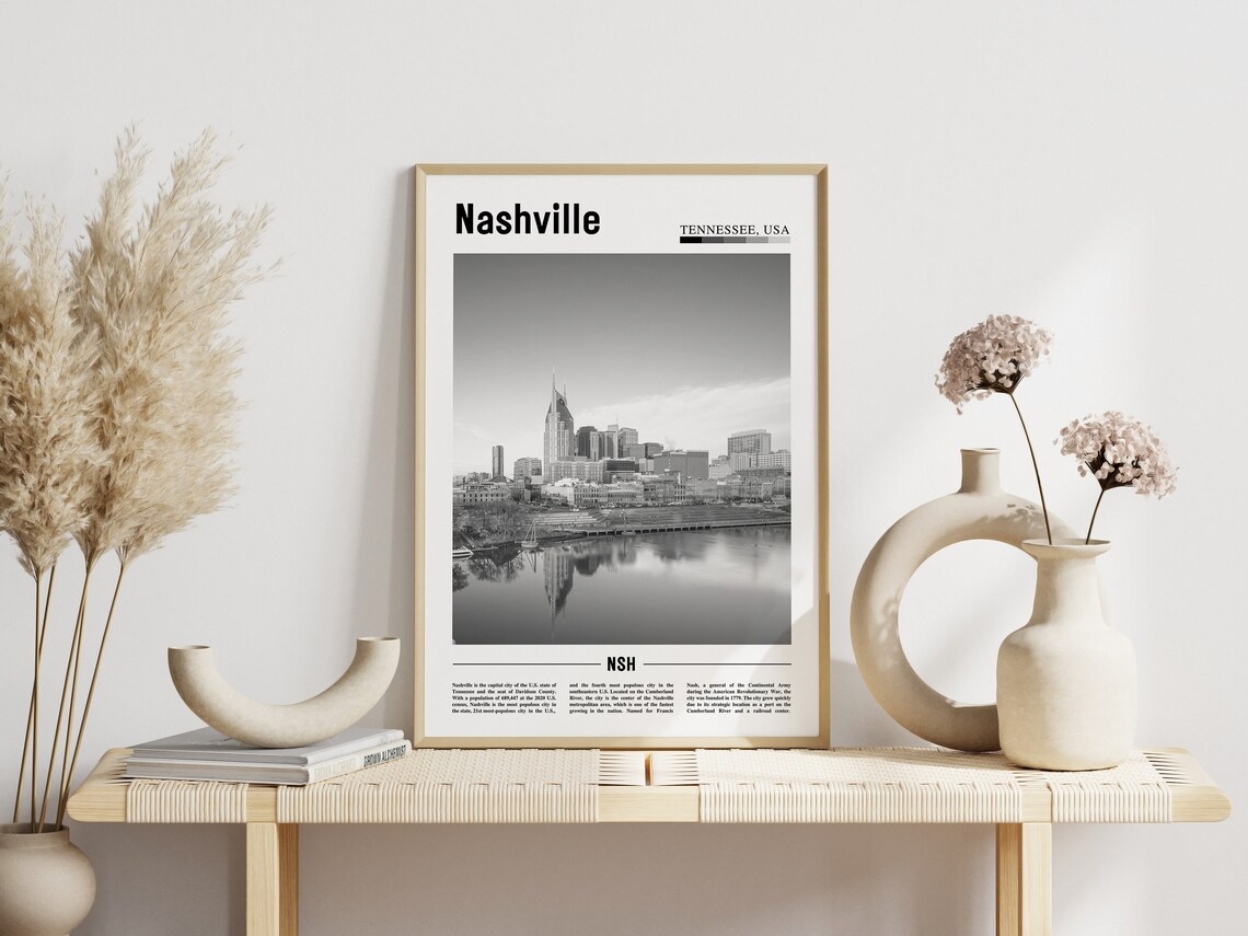 Nashville Poster Black And White Nashville Print Black And White Nashville Wall Art Minimal Travel Print Travel Poster - Image 6