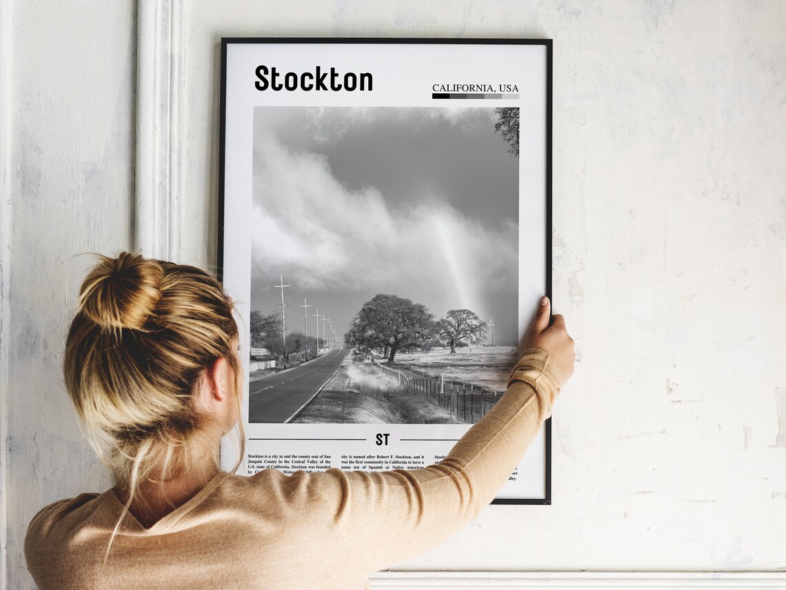 Stockton Poster Black And White Stockton Print Black And White Stockton Wall Art Minimal Travel Print Travel Poster - Image 5