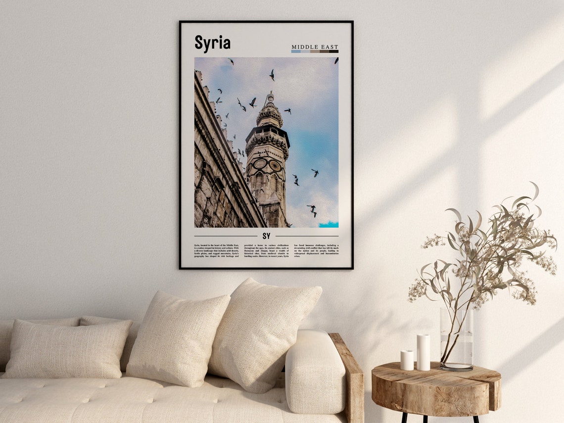 Syria Poster Syria Print Syria Wall Art Minimal Travel Print Travel Destination Oil Painting Poster - Image 2