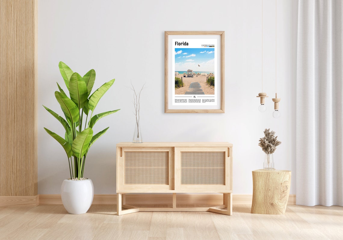 Florida Poster Florida Print Florida Wall Art Minimal Travel Print Minimal City Poster Travel Destination Oil Painting Poster - Image 3