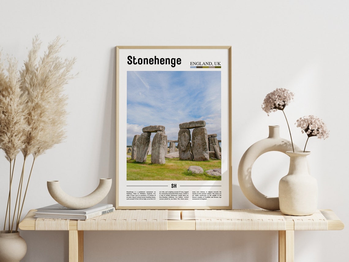 Stonehenge Print Stonehenge Poster Stonehenge Wall Art Minimal Travel Print Minimal City Poster Travel Destination Oil Painting Poster - Image 5